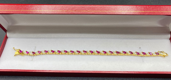 BRACCIALE BICOLORE PLACCATO ORO E RUBINO