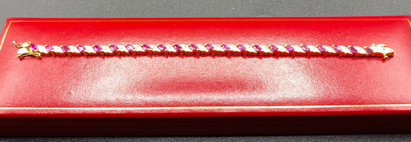 BRACCIALE BICOLORE PLACCATO ORO E RUBINO