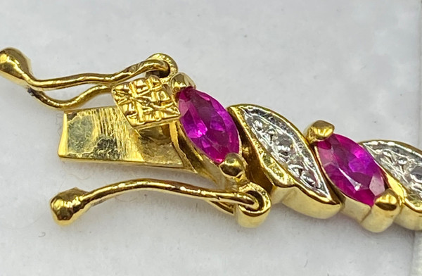 BRACCIALE BICOLORE PLACCATO ORO E RUBINO