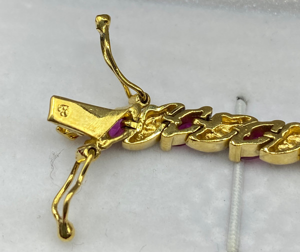 BRACCIALE BICOLORE PLACCATO ORO E RUBINO