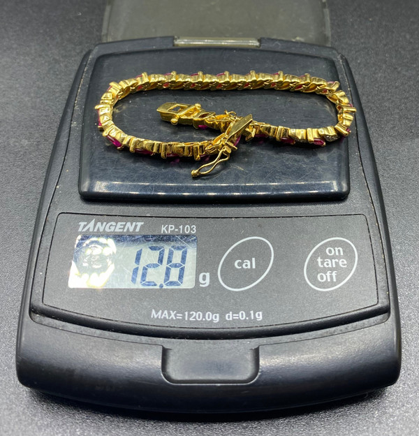 BRACCIALE BICOLORE PLACCATO ORO E RUBINO