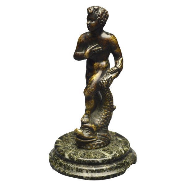 Italy, Renaissance period, 16th century, Bronze satuette representing a young man with a dolphin