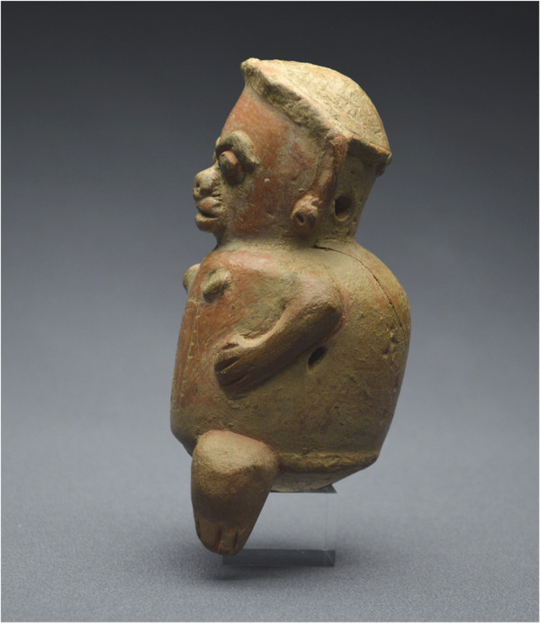 Costa Rica, 1000 - 1500 d.C., cultura di Guanacaste Stauetta antropomorfa raffigurante una donna originariamente in piedi su tre piedi