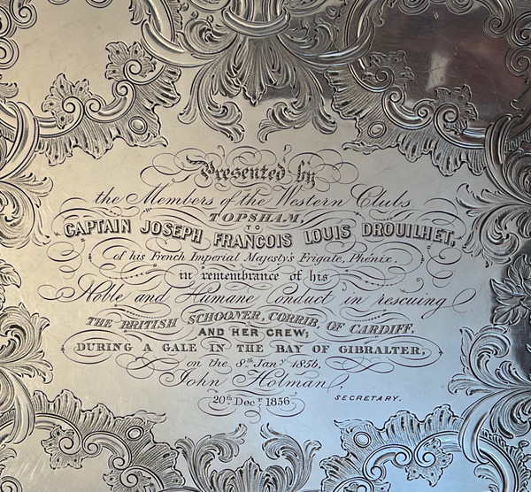 Exceptional commemorative silver tray 19th century England