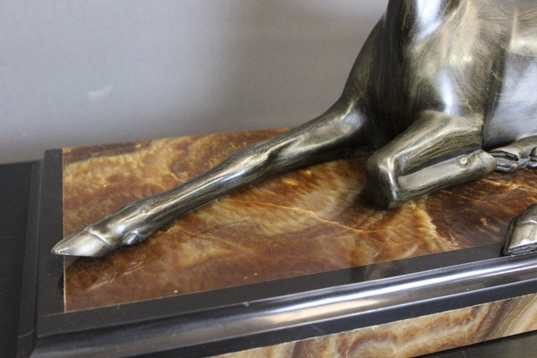 Art Deco Sculpture Representing a Reclining Antelope By Irénée Rochard