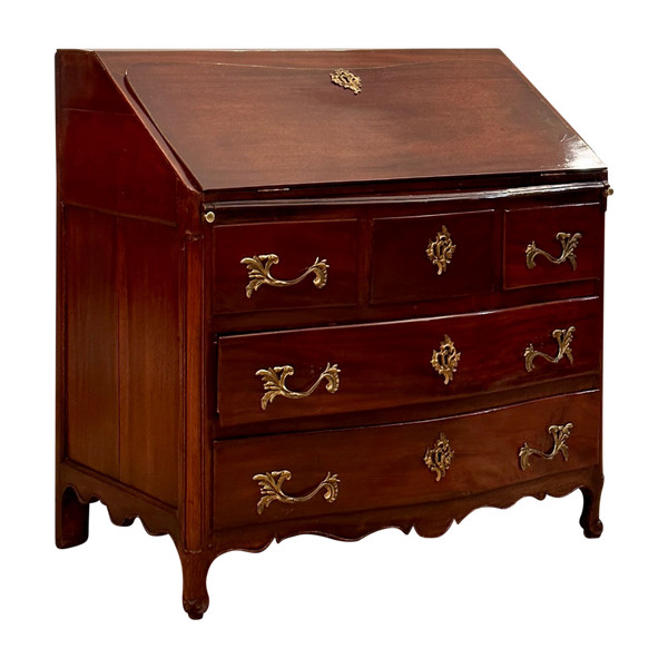 Commode Scribanne En Acajou Travail de Port d'Epoque Louis XV  Vers 1750