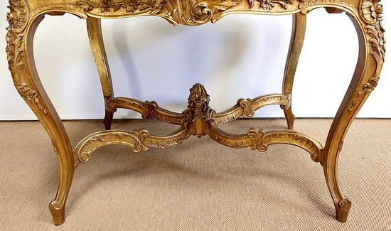Marble and gilded wood center table, Regency style - 2nd part of the 19th century