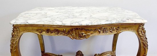 Marble and gilded wood center table, Regency style - 2nd part of the 19th century