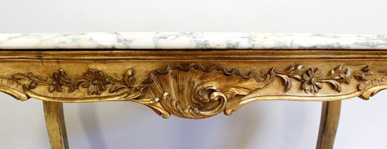 Marble and gilded wood center table, Regency style - 2nd part of the 19th century
