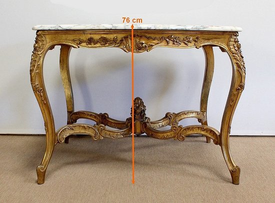 Marble and gilded wood center table, Regency style - 2nd part of the 19th century