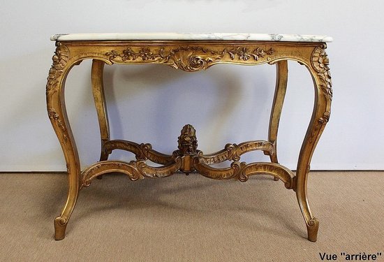 Marble and gilded wood center table, Regency style - 2nd part of the 19th century