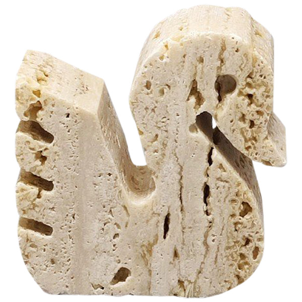 1970 Original sculpture of swan in travertine by Enzo Mari for F.lli Mannelli