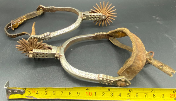 PAIR OF STEEL & LEATHER SPURS