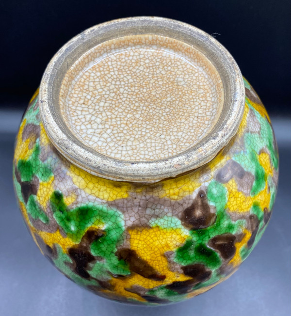 VASE CRAQUELÉ  ÉMAILLÉ