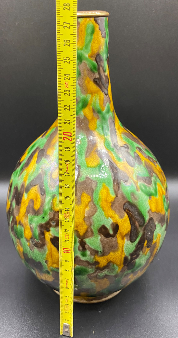 VASE CRAQUELÉ  ÉMAILLÉ