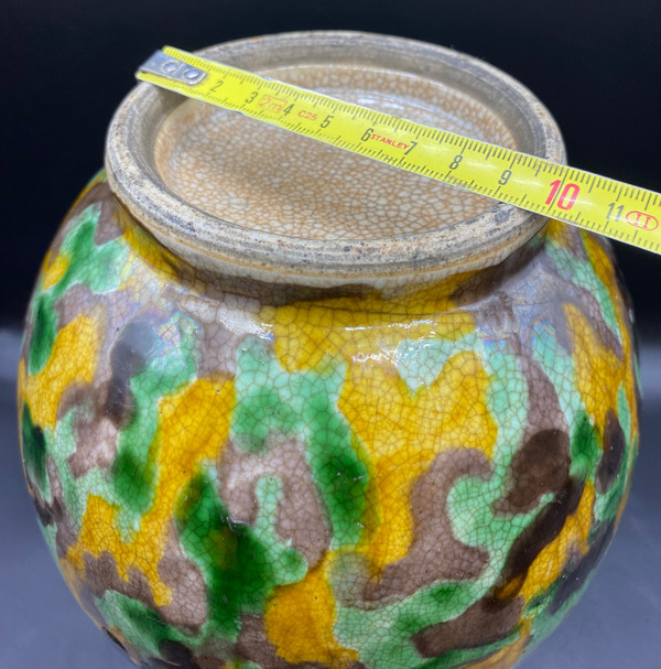 VASE CRAQUELÉ  ÉMAILLÉ