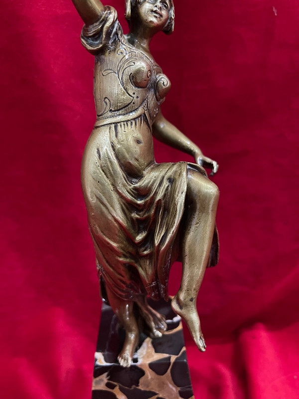 Statua di bronzo di ballerina Art Deco 1930
