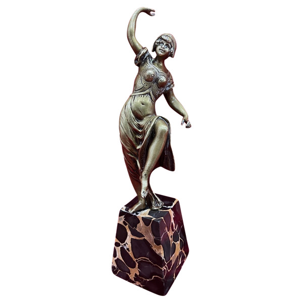 Statua di bronzo di ballerina Art Deco 1930