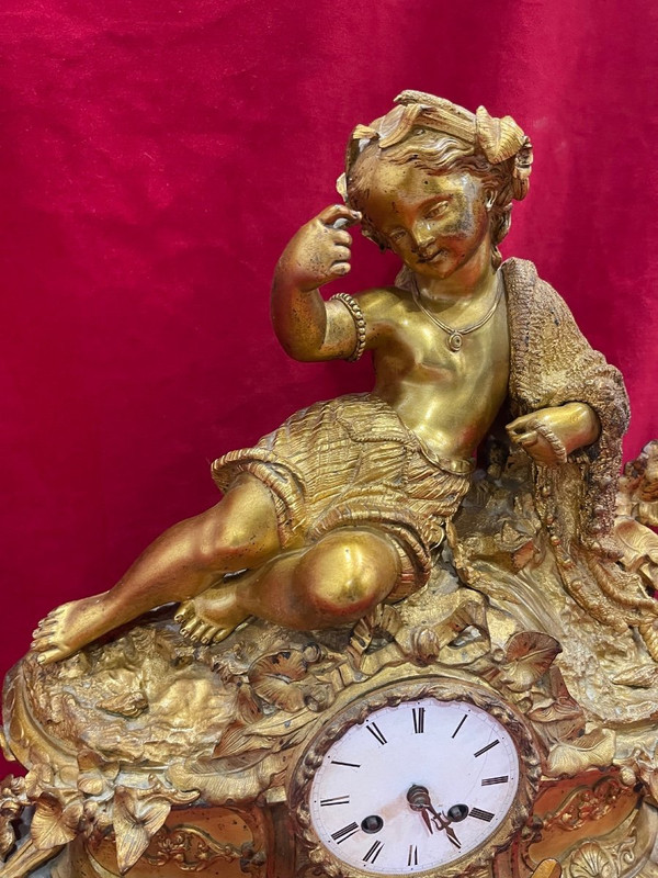 Imposing Clock In Gilded Bronze Napoleon III 19th century