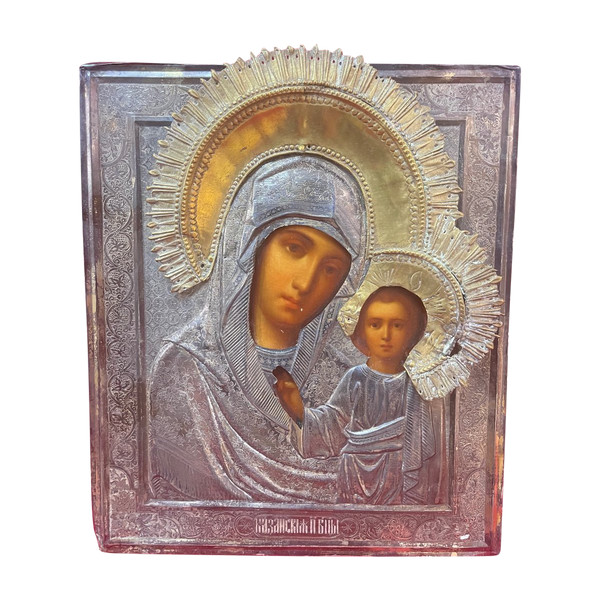 Russian icon representing the Virgin of Kazan 1870-1880