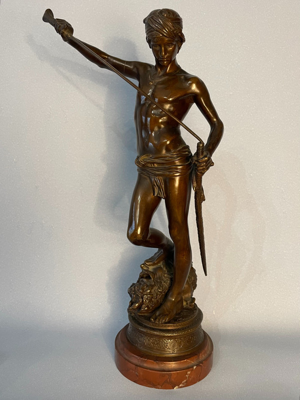 Sculpture in bronze. Antonin Mercié. F. Barbedienne. David victorious.