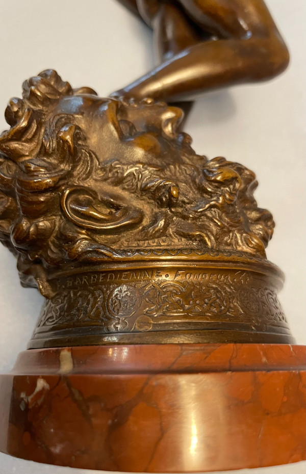 Sculpture in bronze. Antonin Mercié. F. Barbedienne. David victorious.