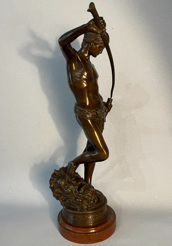 Sculpture in bronze. Antonin Mercié. F. Barbedienne. David victorious.