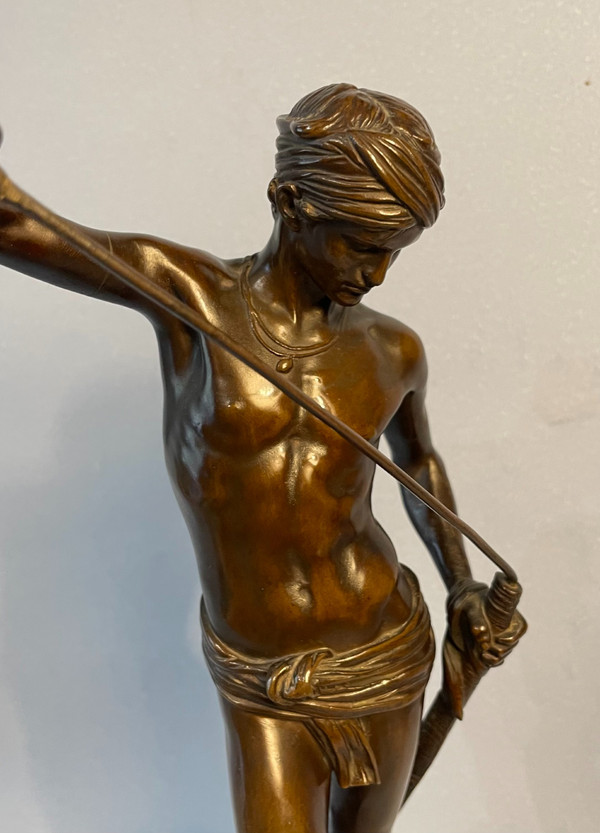 Sculpture in bronze. Antonin Mercié. F. Barbedienne. David victorious.