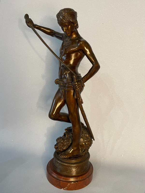 Sculpture in bronze. Antonin Mercié. F. Barbedienne. David victorious.