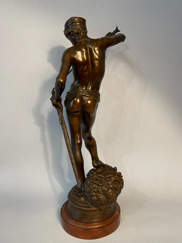 Sculpture in bronze. Antonin Mercié. F. Barbedienne. David victorious.