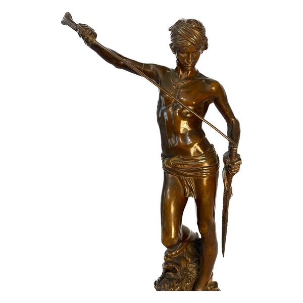 Sculpture in bronze. Antonin Mercié. F. Barbedienne. David victorious.