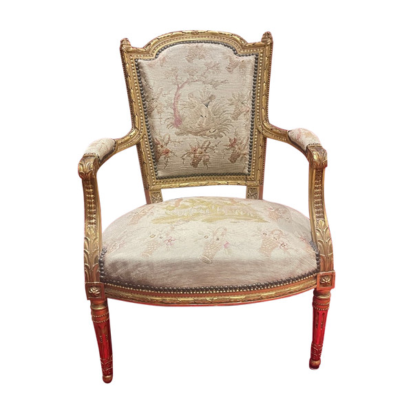 Sessel Vergoldetes Holz Stil Louis XVI Directoire