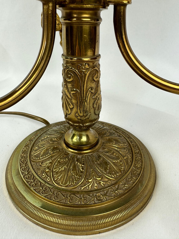 Grande lampe bouillotte en bronze ciselé, fin XIXème