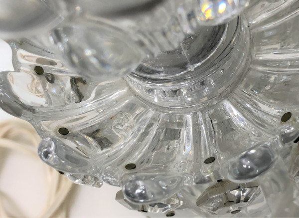 Lampe photophore électrique en cristal à pampilles estampillée BACCARAT