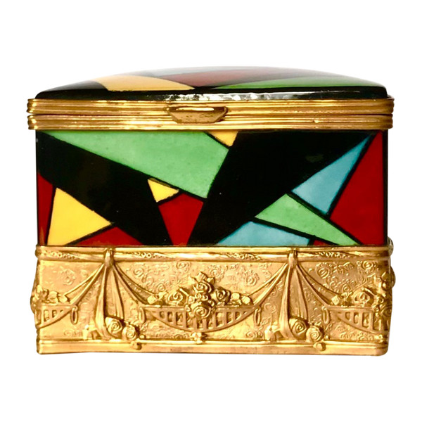 Art-deco cubism porcelain box