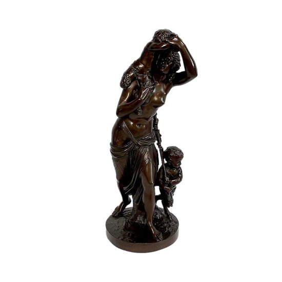 Bronze "Bacchante und kleine Faune" nach J-J Foucou - 2. Hälfte des 19. Jahrhunderts