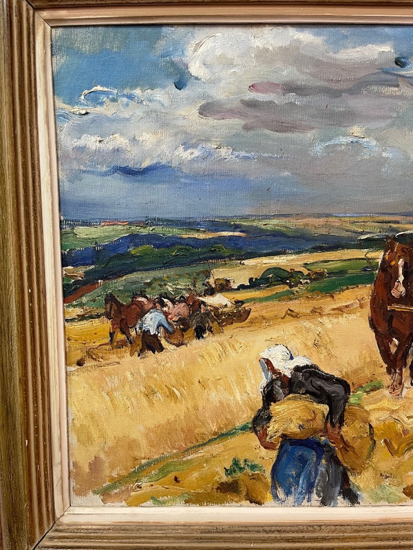 Tischöl auf Leinwand Adrienne Jouclard 1882-1972 Ernte in St. Julien