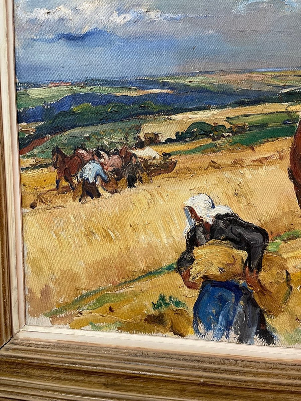 Tischöl auf Leinwand Adrienne Jouclard 1882-1972 Ernte in St. Julien