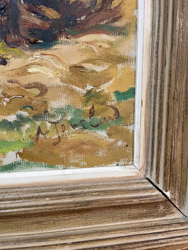 Tischöl auf Leinwand Adrienne Jouclard 1882-1972 Ernte in St. Julien