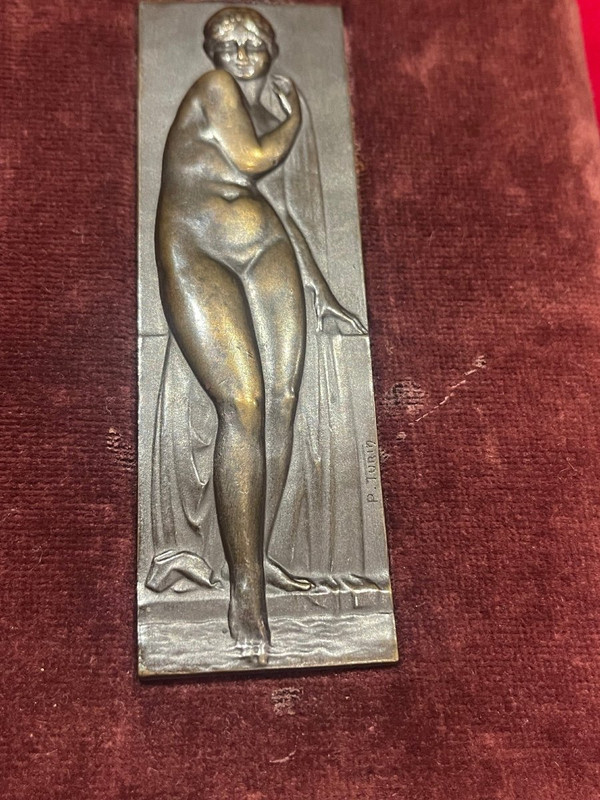 Art-Deco-Bronzetafel 1930 von Pierre Turin 1891-1968