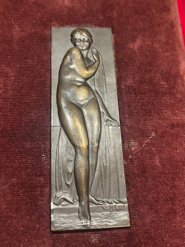 Art-Deco-Bronzetafel 1930 von Pierre Turin 1891-1968