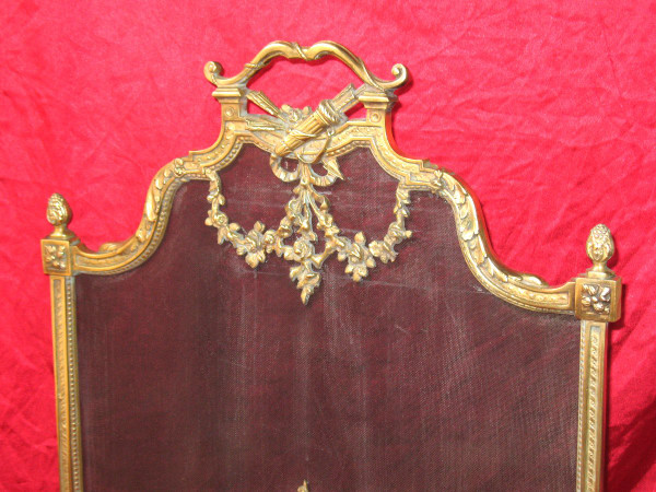 Kaminschirm mit Funkenschutz aus Bronze im Stil von Louis XVI, 19.