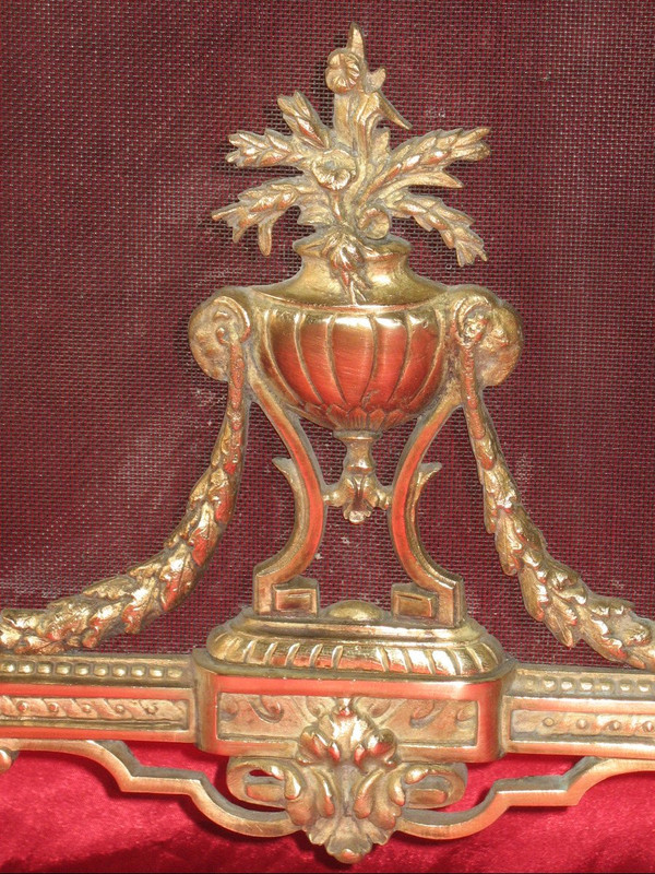 Kaminschirm mit Funkenschutz aus Bronze im Stil von Louis XVI, 19.