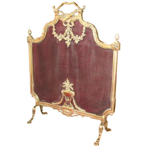 Fireplace screen in bronze in the Louis XVI style from the 19th century