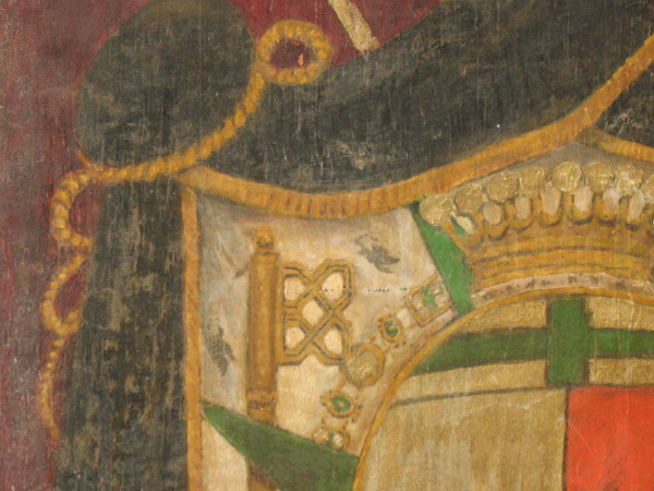 Blason peint sur panneau armoiries avec devise héraldique Ordre de Saint Lazare époque 19ème