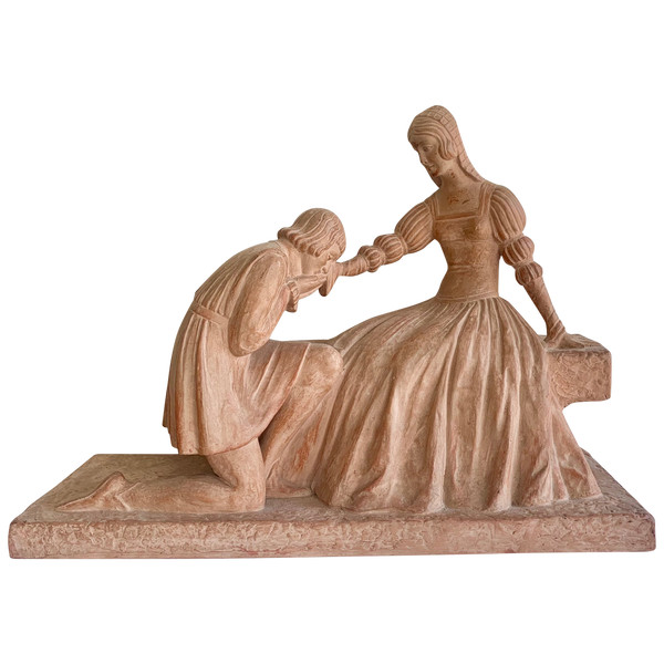 D. H. Chiparus Roméo Et Juliette, Sculpture En Terre Cuite