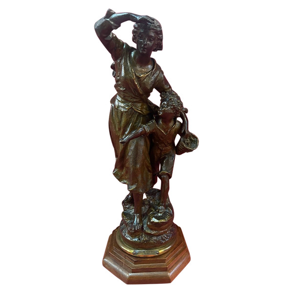 Statua Scultura Spelter Di Ernest Rancoulet