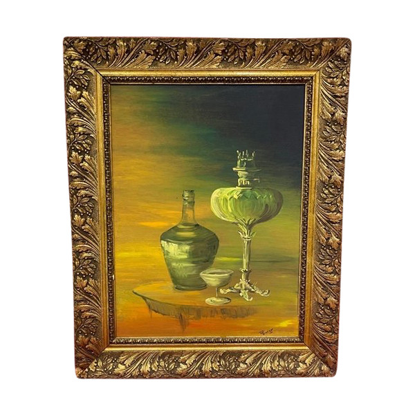 Still Life Painting With Kerosene Lamp