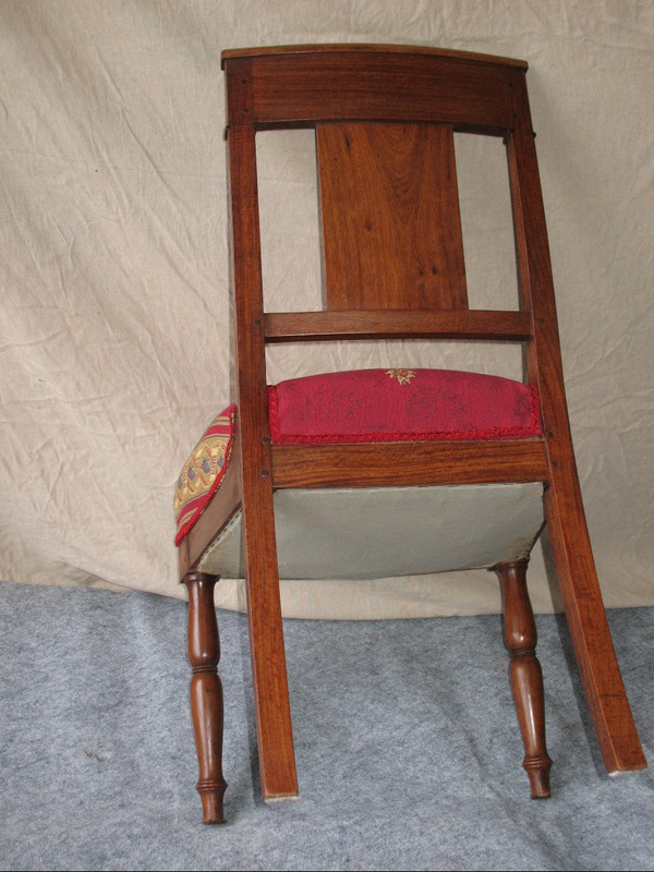 Suite of 6 solid mahogany chairs of Empire style