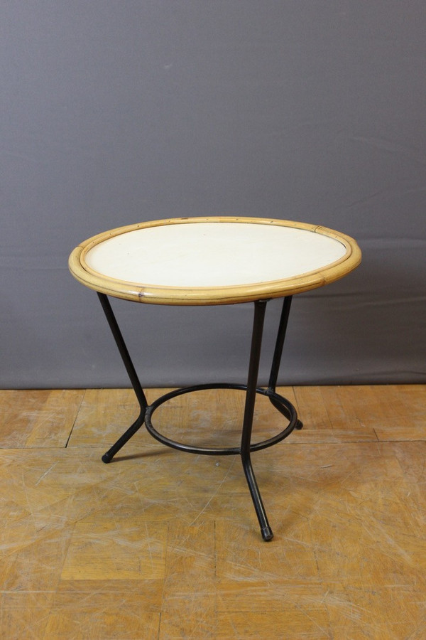 Salon En Rotin Et Fer Laqué Noir Par Rohe Noordwole Vers 1950